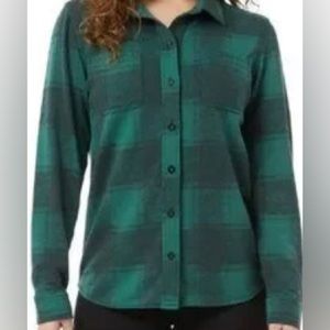 Ladies Cozy Knit Flannel Green XL